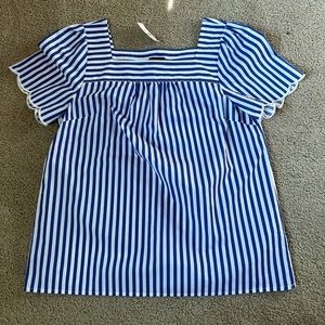 NWT Talbots Petite Blue Striped Blouse size M